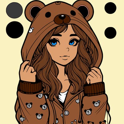realistic girl in a animal pjs hoodie