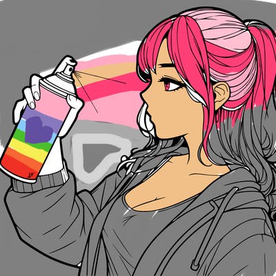 a realistic girl spray, painting