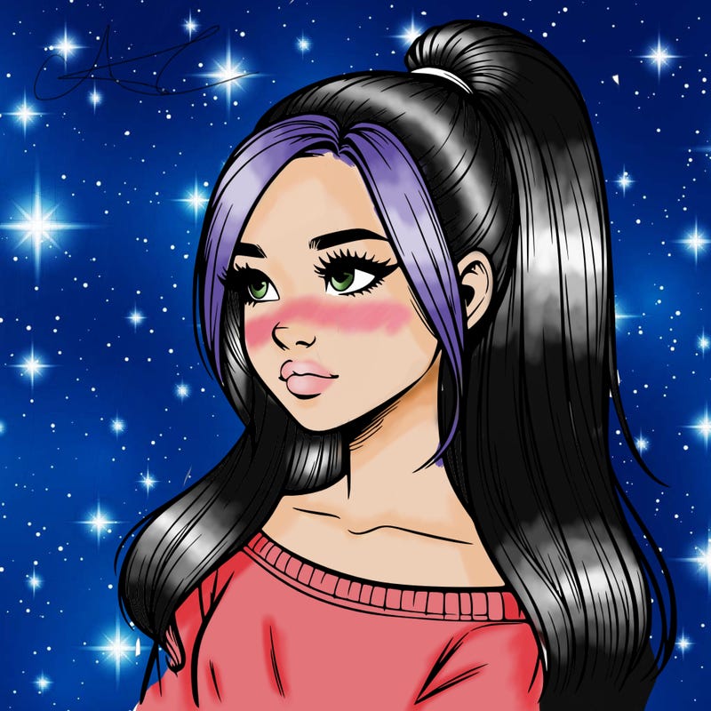 realistic girl with a high ponytail