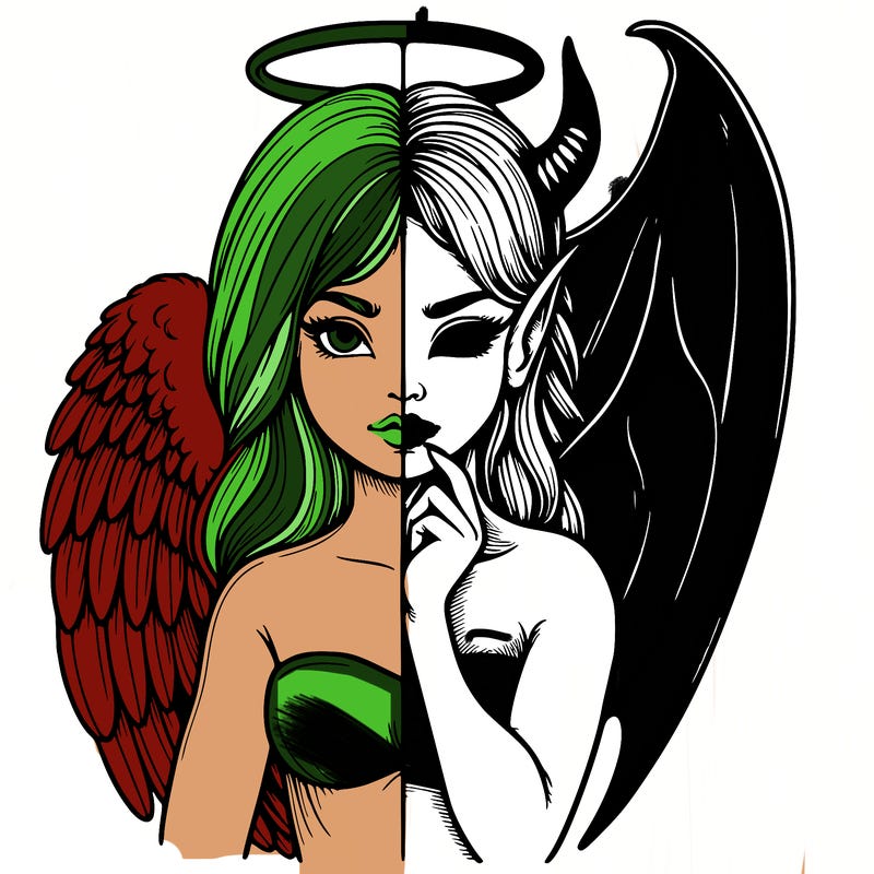 realistic angel half demon