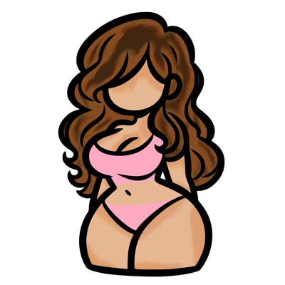 curvy woman with hair