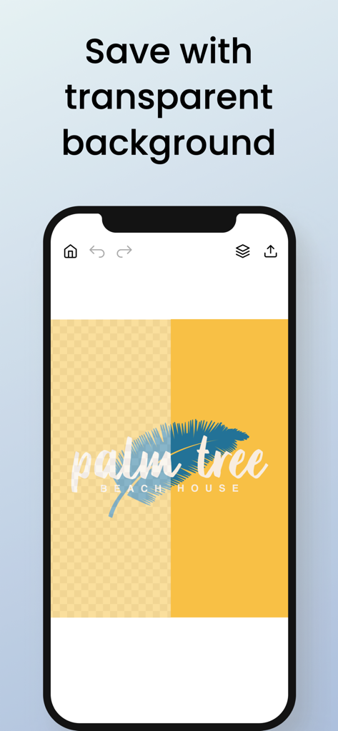 Logo Maker, Design Creator. - A smartphone screen displaying a logo design with a transparent background in the Logo Maker app