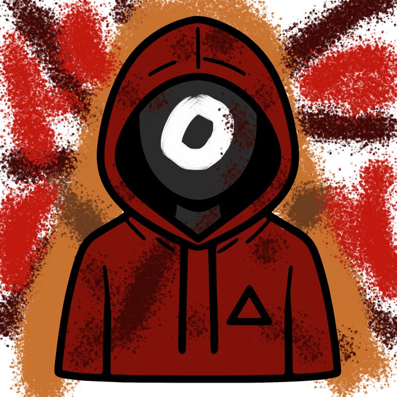 a person with non face waering a hoodie with a small triangle symbol
