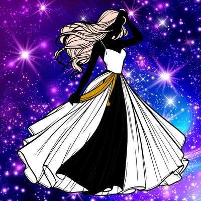 realistic woman with dress flowing in the wind