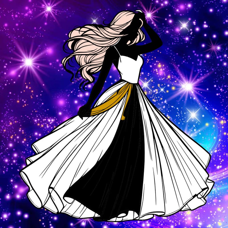 realistic woman with dress flowing in the wind