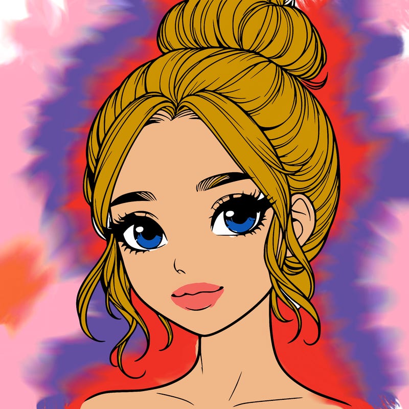 realistic pretty girl with hair in bun