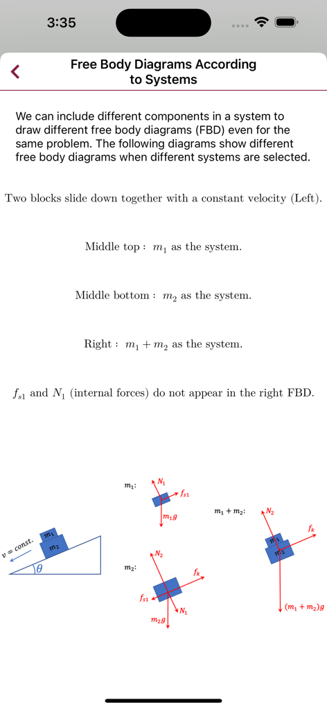 Physics Master - Instructional guide for drawing free body diagrams of blocks on an inclined plane