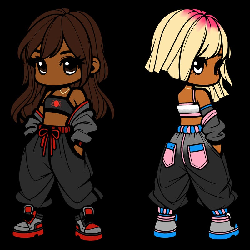 girl in crop top and baggy pants