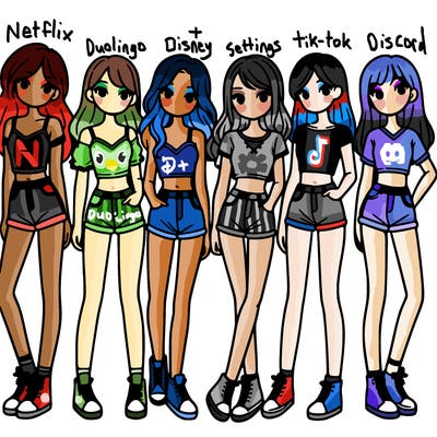 a group of girls wearing crop tops and shorts