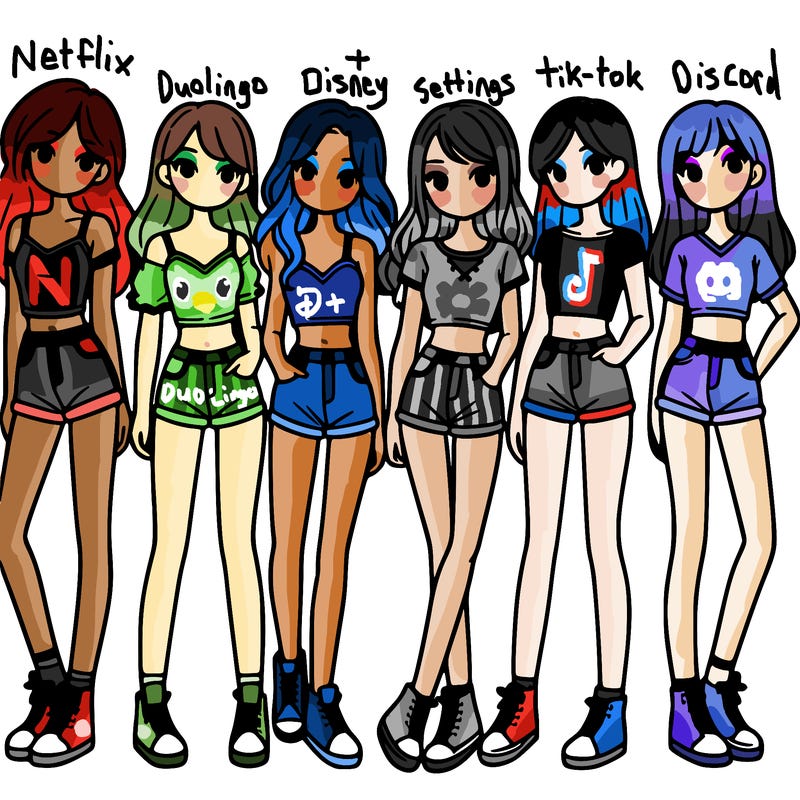 a group of girls wearing crop tops and shorts