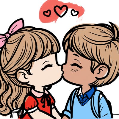 boy and girl kissing