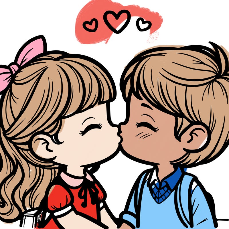 boy and girl kissing