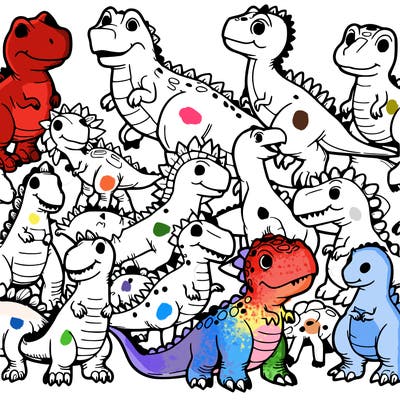 a bunch of dinosaurs