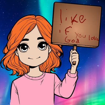 realistic girl holding up a sign