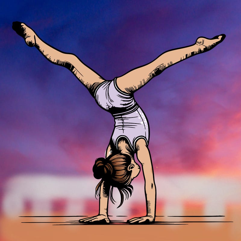 realistic gymnastic hand stand girl in four splits