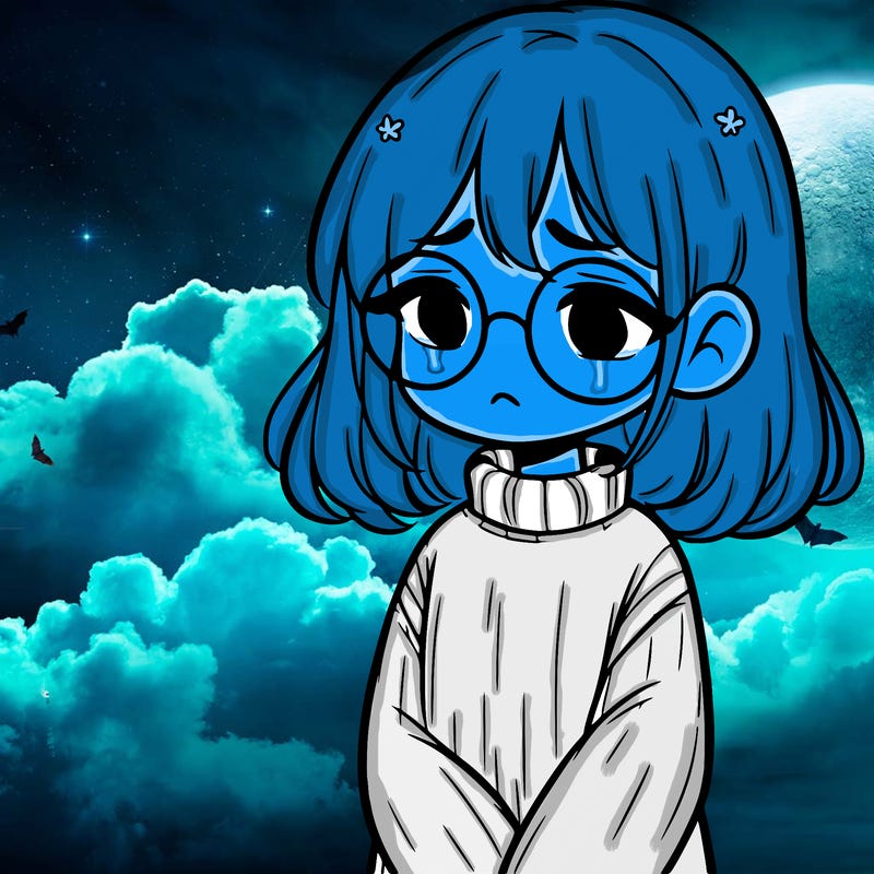 sad girl with glasses in a sweater