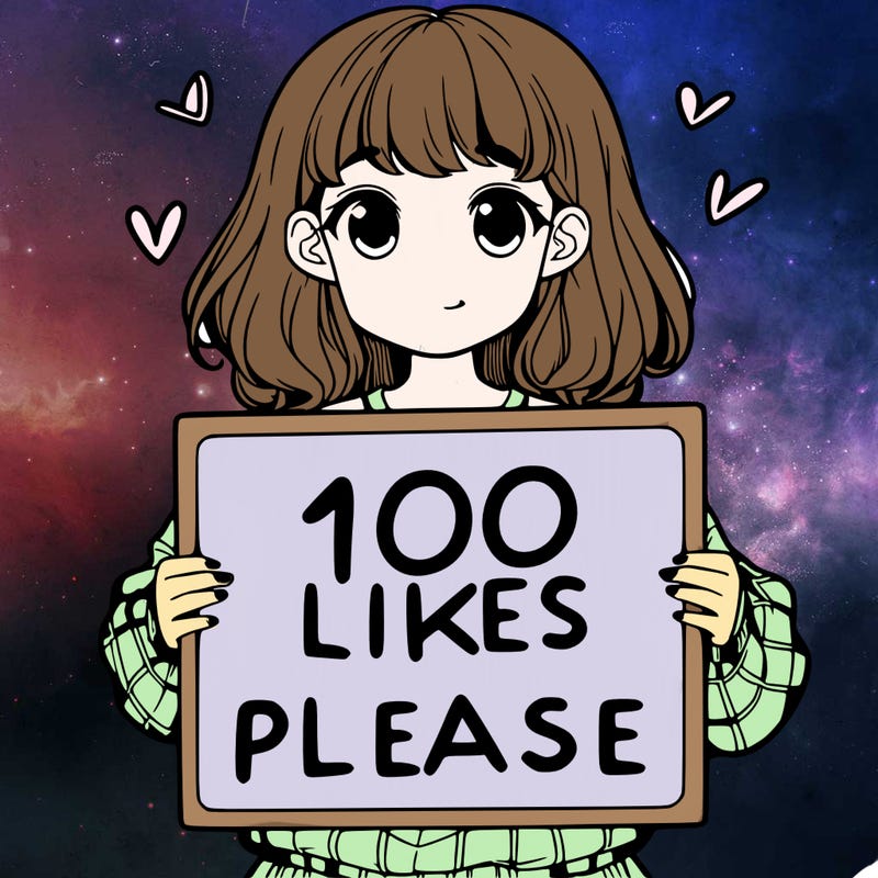 a girl holding a sign saying 100 likes please