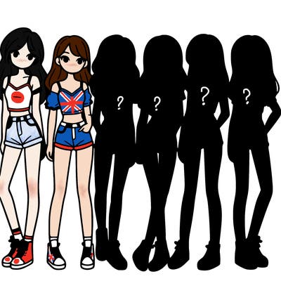 a group of girls wearing crop tops and shorts