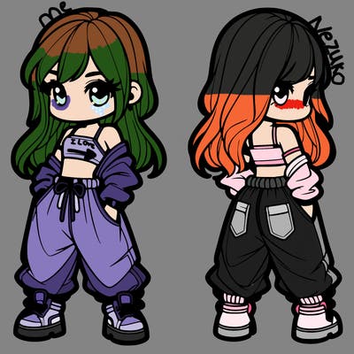 girl in crop top and baggy pants