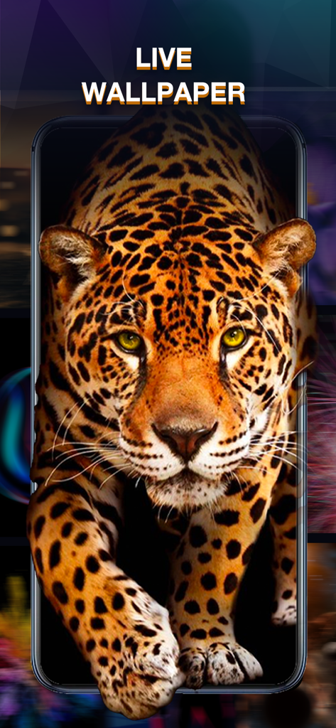 A high quality 3D live wallpaper of a leopard appearing to leap out from an iPhone screen.