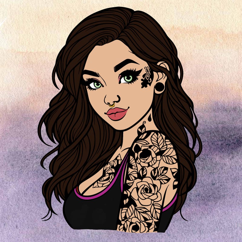 realistic girl tattooed