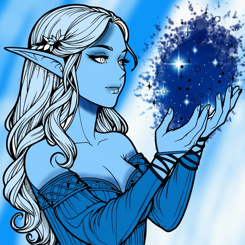 realistic elf girl doing magic