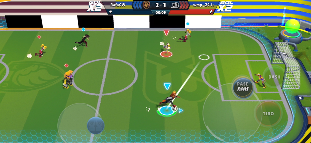 Kings League Clash of Captains - Kings League Clash of Captains mobile soccer gameplay showing a live match with stylized players and on screen controls
