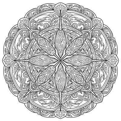 Unleash your creativity with this stunning Narwhal Mandala coloring page, designed for mindful adults seeking intricate patterns. Discover the magic of the "unicorn of the sea" woven into a beautiful symmetrical design, perfect for stress relief.