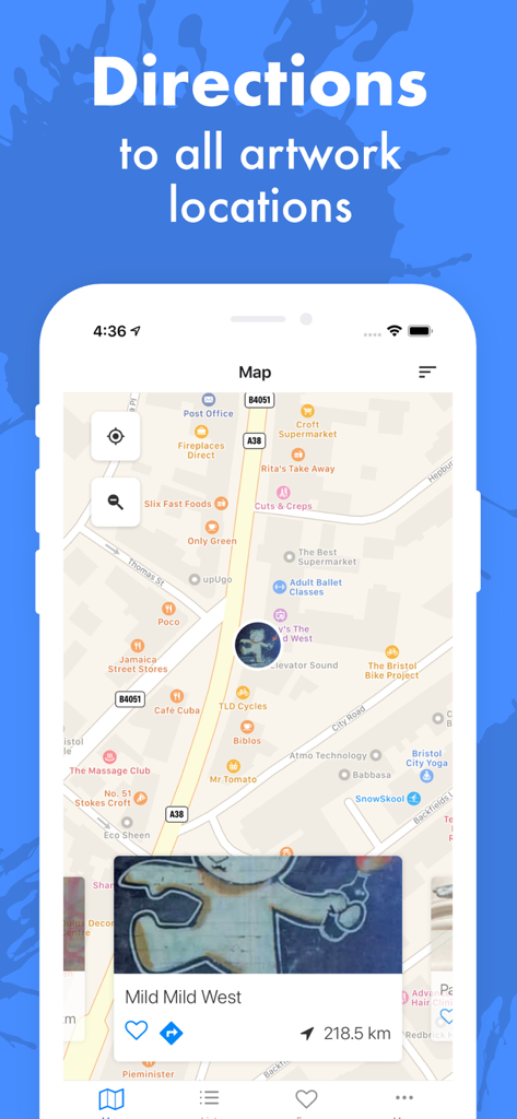 Bristol Tour Map of Banksy - Interactive map with navigation to Banksy street art locations in Bristol