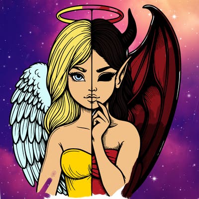 realistic angel half demon