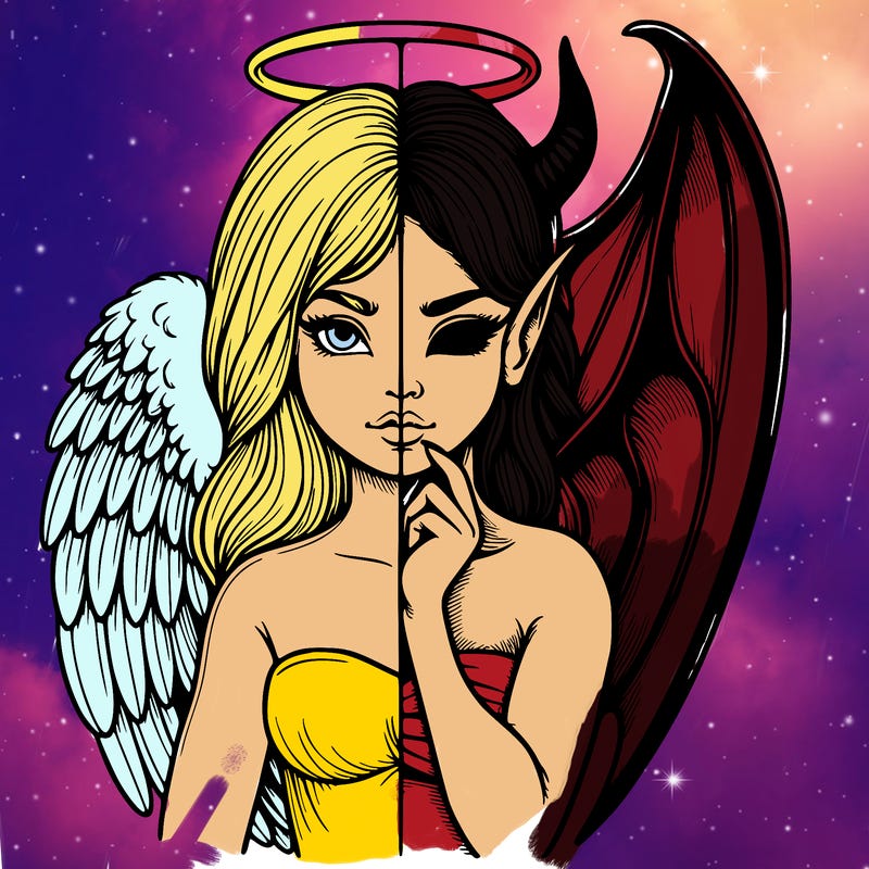 realistic angel half demon