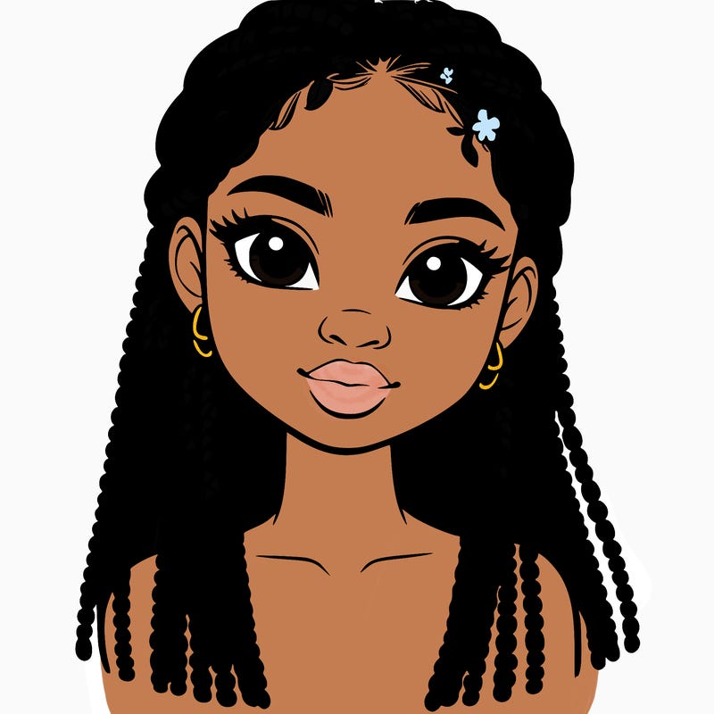 a realistic black girl with braids