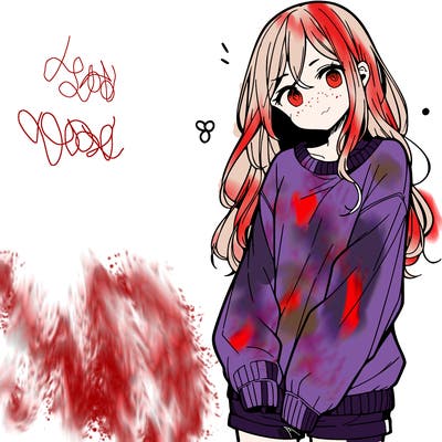 manga teen girl  in a sweater and baggy pants