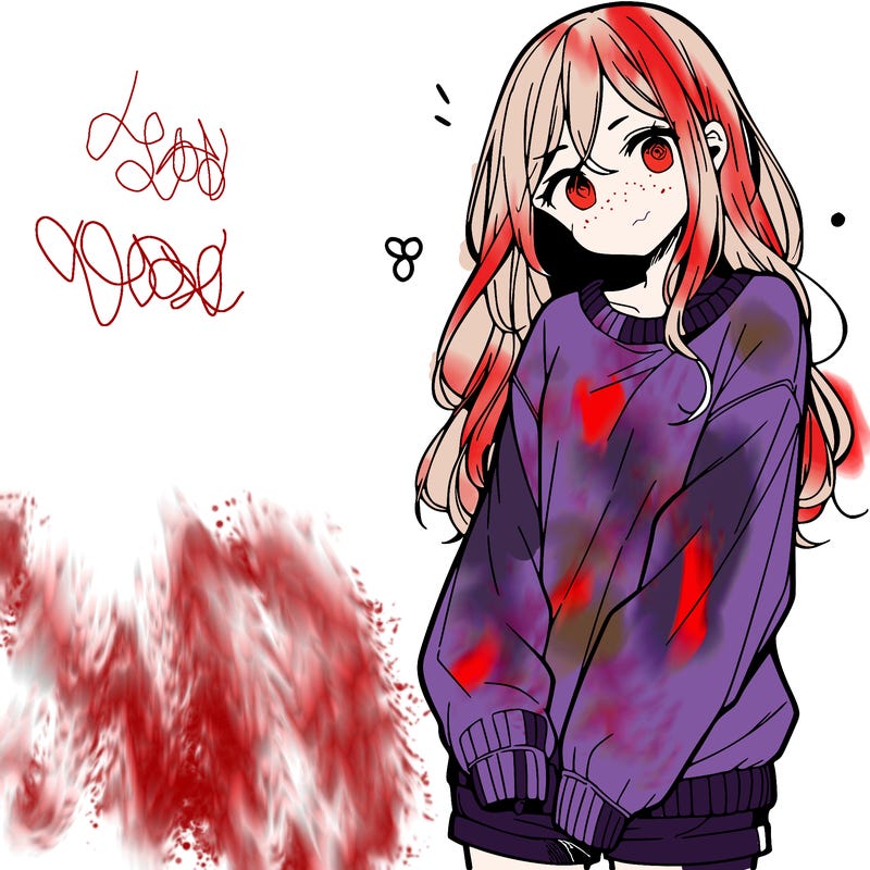 manga teen girl  in a sweater and baggy pants