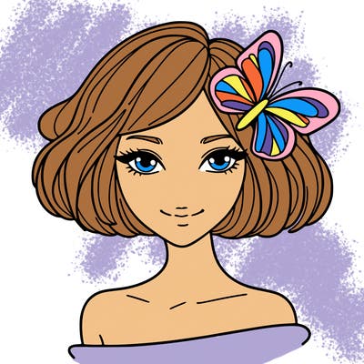 woman with butterfly short hair