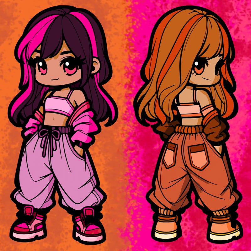 girl in crop top and baggy pants