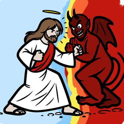 jesus fighting the devil