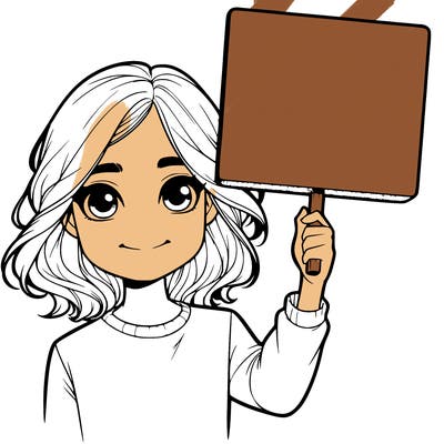 realistic girl holding up a sign