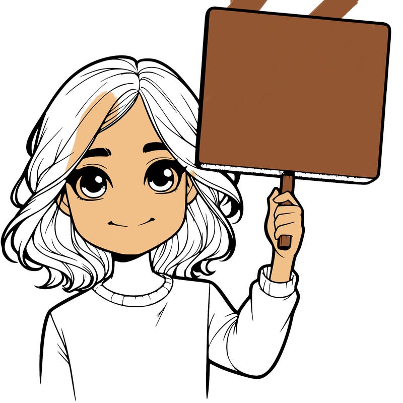 realistic girl holding up a sign