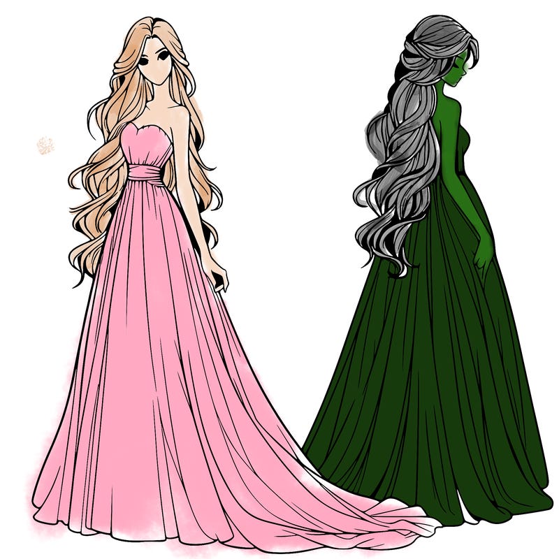 realistic woman with long flowing dress