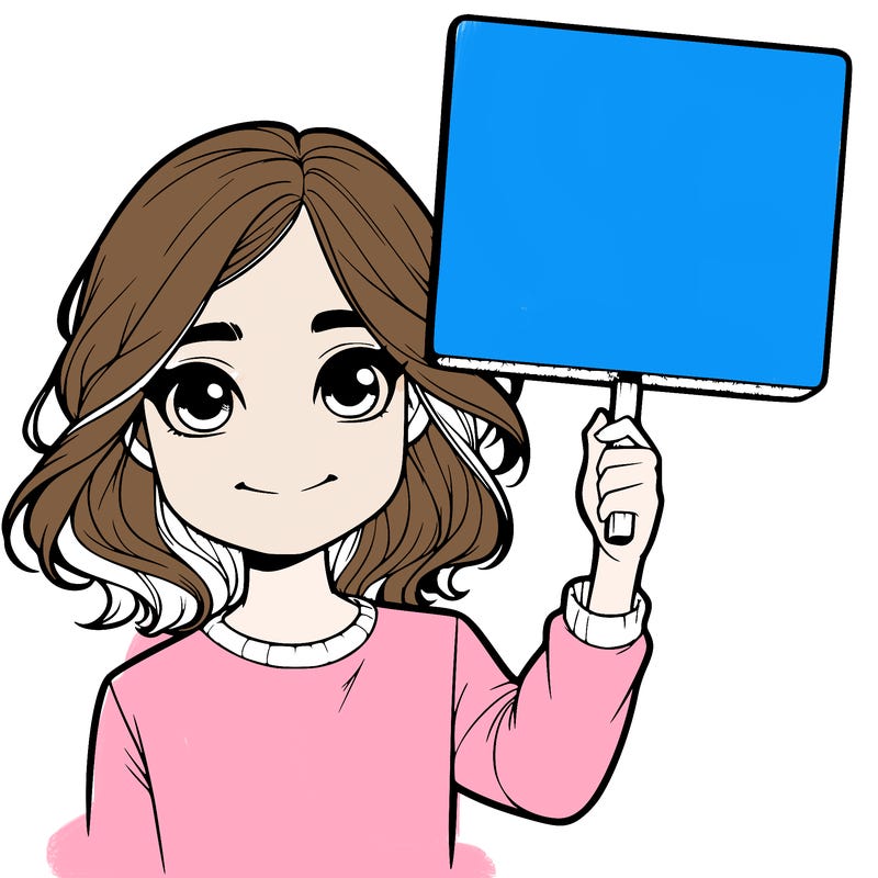 realistic girl holding up a sign