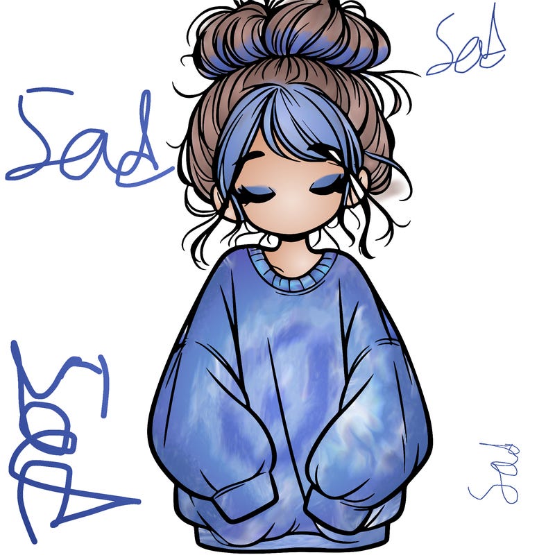 girl with baggy sweatshirt and messy bun
