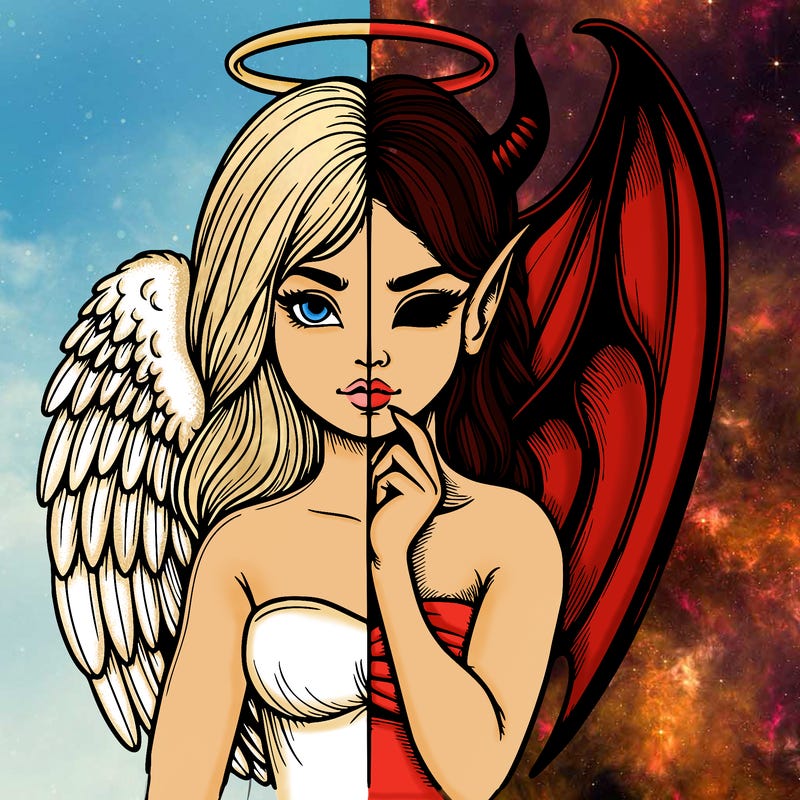 realistic angel half demon