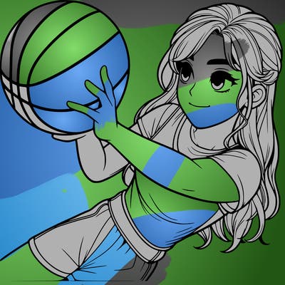 realistic girl playing basketball