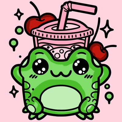 kawaii frog boba