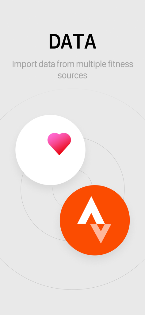 Run Receipt - Run Receipt app interface showing fitness data import options from Apple Health and Strava