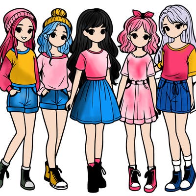 a group of five girls