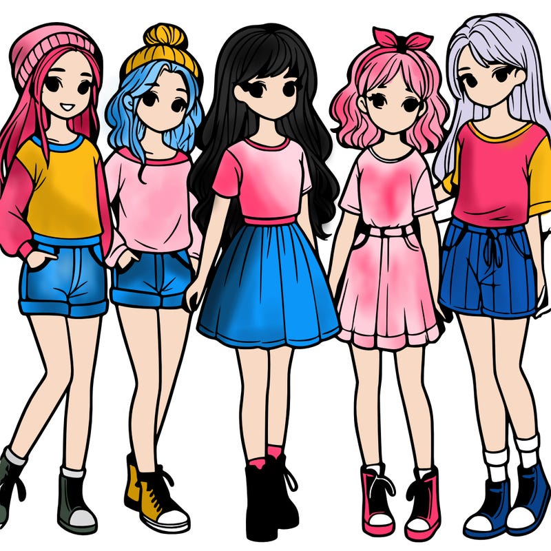 a group of five girls