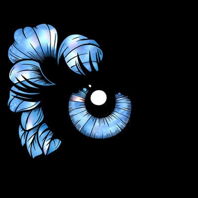 realistic eye with flower