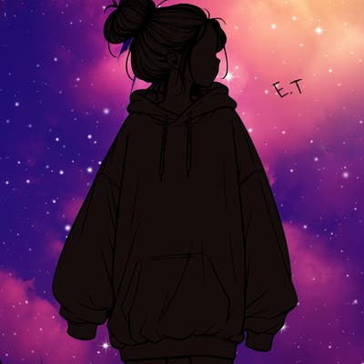 realistic girl with a oversized sweatshirt on and a bun